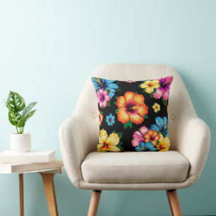 Tropical Hibiscus Throw Pillow