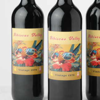 Tropical Hibiscus Valley Retro Sunglasses Pop Art Wine Label