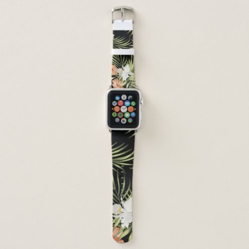 Tropical Hibiscus Vintage Floral Pattern Apple Watch Band