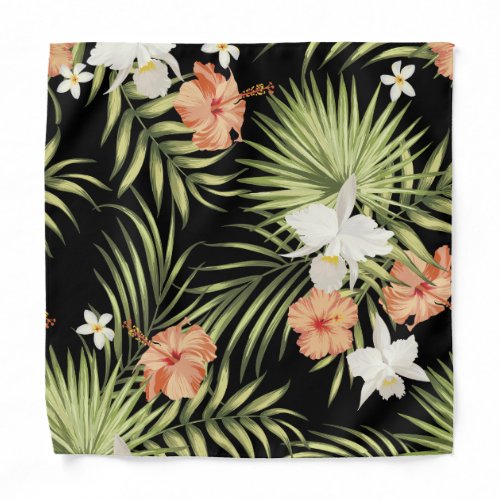 Tropical Hibiscus Vintage Floral Pattern Bandana