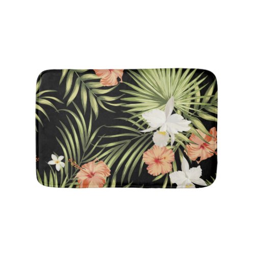 Tropical Hibiscus Vintage Floral Pattern Bath Mat