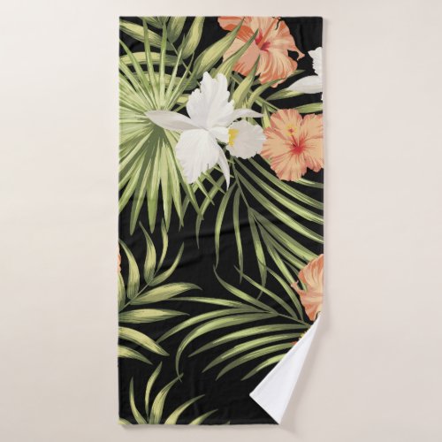 Tropical Hibiscus Vintage Floral Pattern Bath Towel
