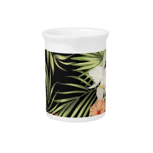 Tropical Hibiscus Vintage Floral Pattern Beverage Pitcher