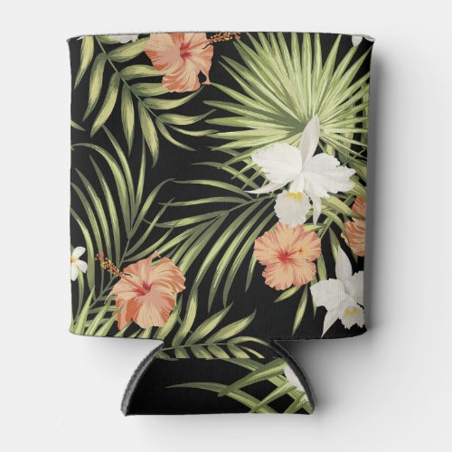 Tropical Hibiscus Vintage Floral Pattern Can Cooler