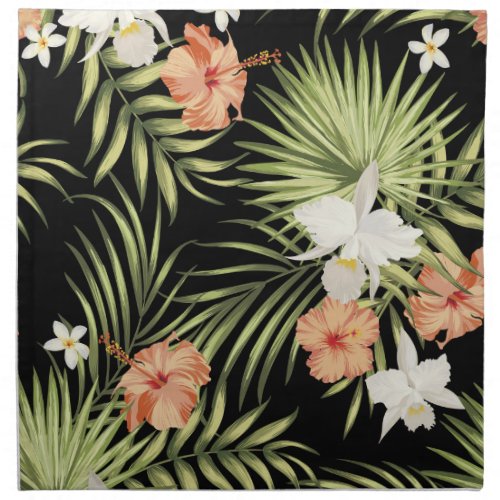 Tropical Hibiscus Vintage Floral Pattern Cloth Napkin