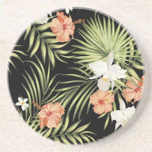 Tropical Hibiscus Vintage Floral Pattern Coaster