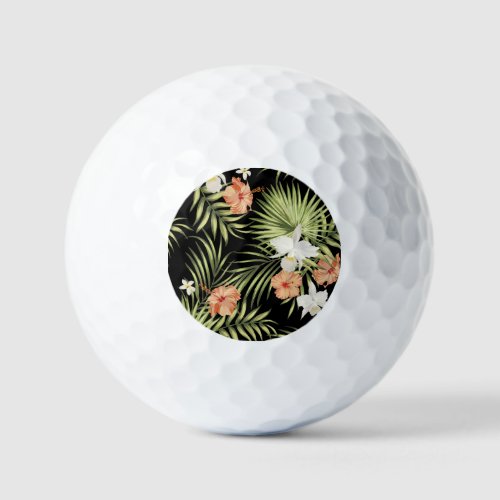 Tropical Hibiscus Vintage Floral Pattern Golf Balls
