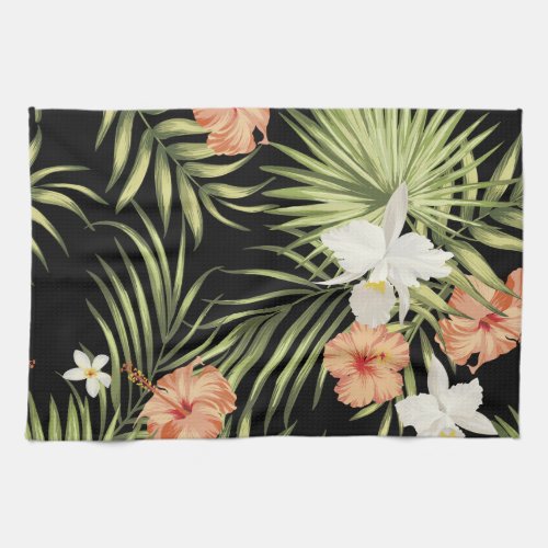 Tropical Hibiscus Vintage Floral Pattern Kitchen Towel