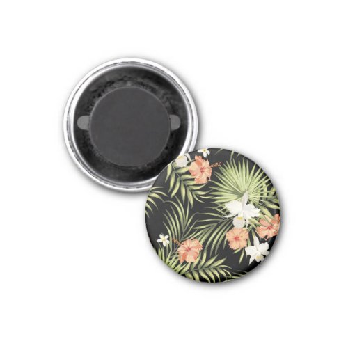 Tropical Hibiscus Vintage Floral Pattern Magnet