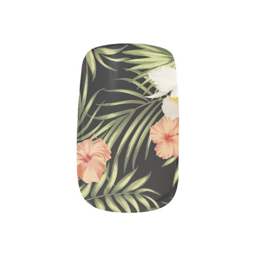 Tropical Hibiscus Vintage Floral Pattern Minx Nail Art