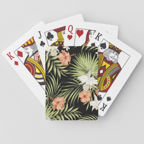 Tropical Hibiscus Vintage Floral Pattern Playing Cards