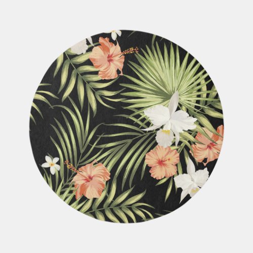 Tropical Hibiscus Vintage Floral Pattern Rug