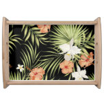 Tropical Hibiscus: Vintage Floral Pattern Serving Tray