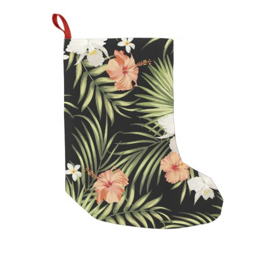 Tropical Hibiscus Vintage Floral Pattern Small Christmas Stocking