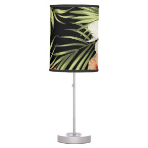 Tropical Hibiscus: Vintage Floral Pattern Table Lamp