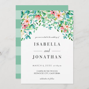 Tropical Hibiscus Watercolor luau wedding Invitation