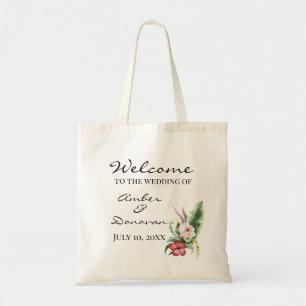 Tropical Hibiscus Watercolor Wedding Welcome Bag