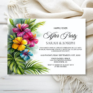 Tropical Hibiscus Wedding After Party Invitation
