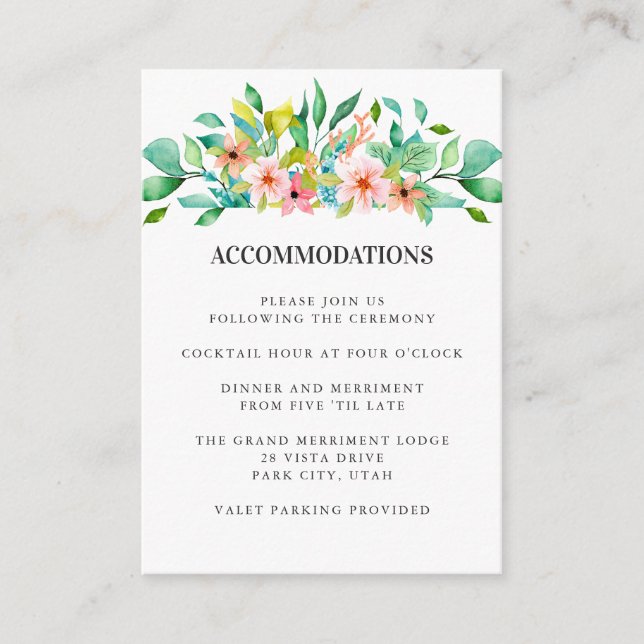 Tropical Hibiscus | WEDDING Hotel Accommodation Enclosure Card (Front)
