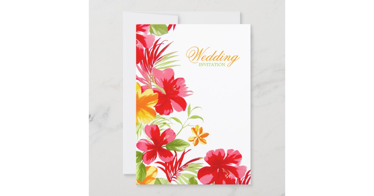 Tropical Hibiscus Wedding invitation