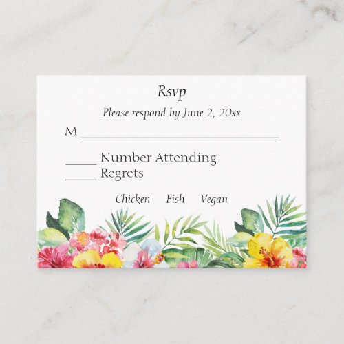 Tropical Hibiscus Wedding RSVP Enclosure Card