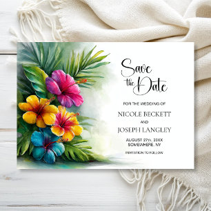 Tropical Hibiscus Wedding Save the Date