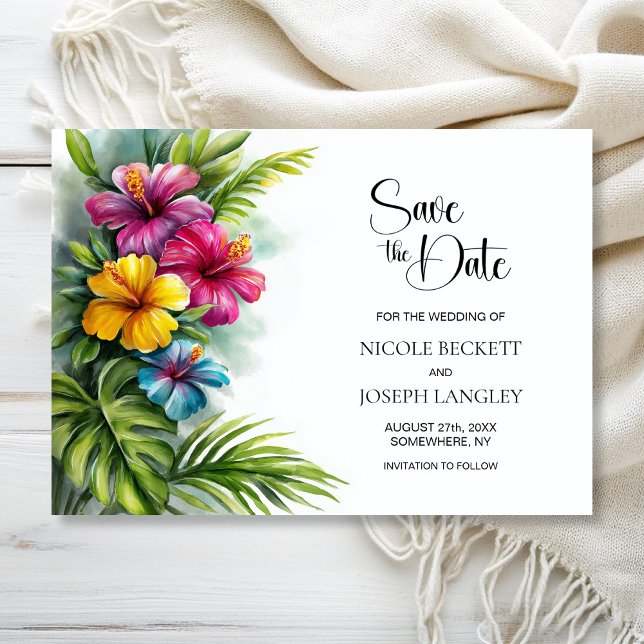 Tropical Hibiscus Wedding Save the Date (Creator Uploaded)