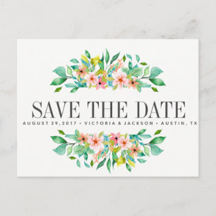 Tropical Hibiscus WEDDING save the date Announcement Postcard