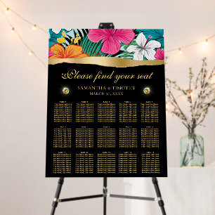 Tropical Hibiscus Wedding Seating Chart Foam Board