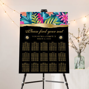 Tropical Hibiscus Wedding Seating Chart Foam Board