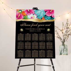 Tropical Hibiscus Wedding Seating Chart Foam Board