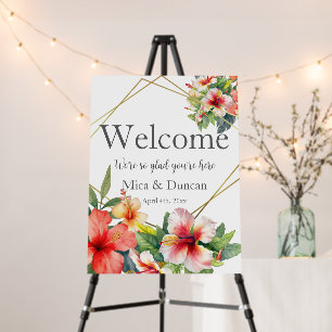 Tropical Hibiscus Wedding Welcome Foam Board
