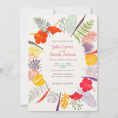Tropical Hibiscus Wild Forest Botanical Wedding Invitation