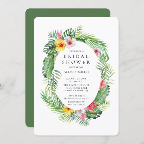 Tropical Hibiscus Wreath Bridal shower Invitation
