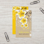 Tropical Hibiscus Yellow Flower Vintage Modern Business Card at Zazzle
