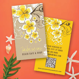 Tropical Hibiscus Yellow Flower Vintage Modern Business Card