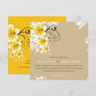 Tropical Hibiscus Yellow Luau Beach Wedding Invite