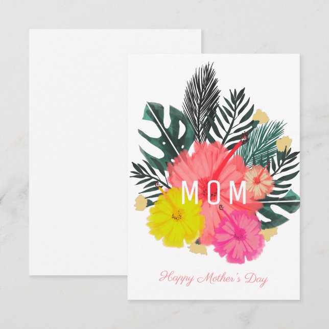 Tropical Hisbiscus Flowers Mother's Day  Card (Front/Back)