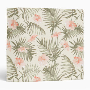 Tropical Hisbiscus Palm Tree Pattern 3 Ring Binder