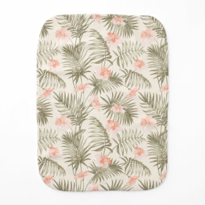 Tropical Hisbiscus Palm Tree Pattern Baby Burp Cloth