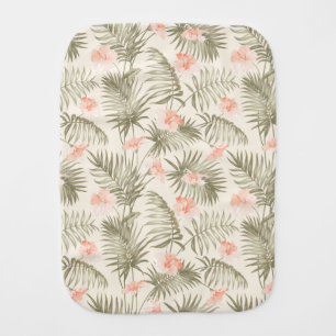 Tropical Hisbiscus Palm Tree Pattern Baby Burp Cloth