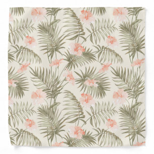 Tropical Hisbiscus Palm Tree Pattern Bandana