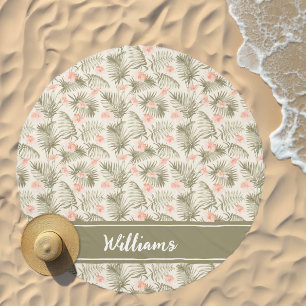 Tropical Hisbiscus Palm Tree Pattern Beach Towel