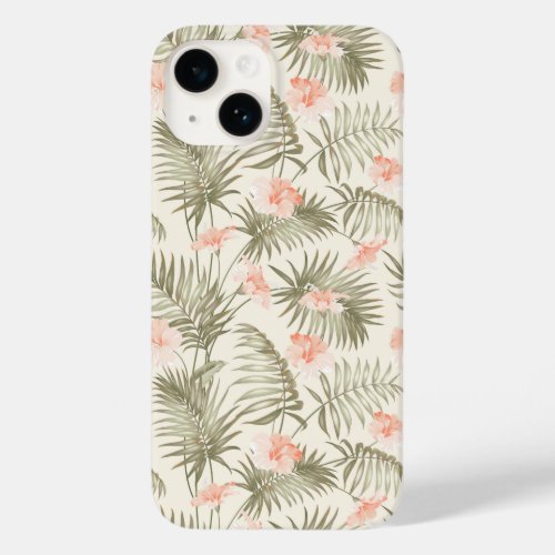 Tropical Hisbiscus Palm Tree Pattern Case_Mate iPhone 14 Case