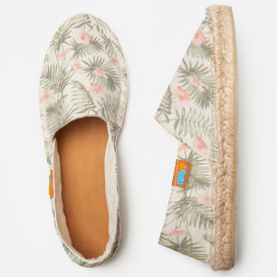 Tropical Hisbiscus Palm Tree Pattern Espadrilles
