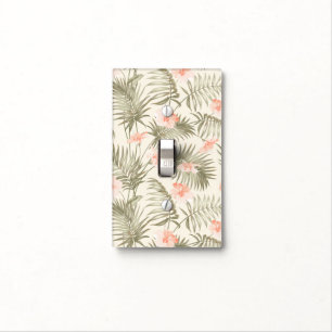Tropical Hisbiscus Palm Tree Pattern Light Switch Cover