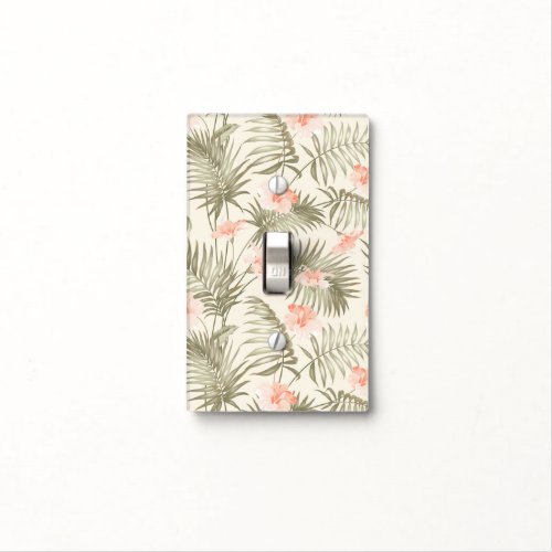 Tropical Hisbiscus Palm Tree Pattern Light Switch Cover
