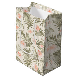 Tropical Hisbiscus Palm Tree Pattern Medium Gift Bag