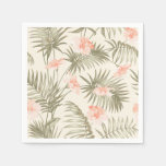 Tropical Hisbiscus Palm Tree Pattern Napkins