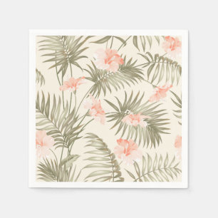 Tropical Hisbiscus Palm Tree Pattern Napkins